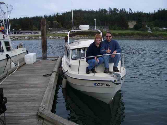 20050507c 1st San Juan trip John & Amy in Fishermans Bay C-Dory Lopez Island gathering