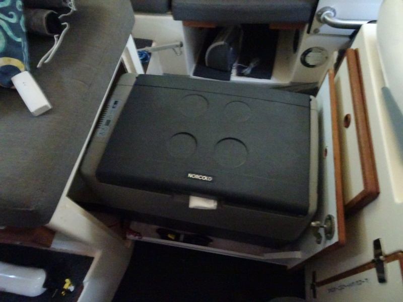 45 quart Norcold 12 volt chest refrigerator on slide.