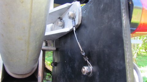 5/16 thick multiply conveyor belting, 90 # stainless stranded fishing wire with crimped ends for license plate retention
