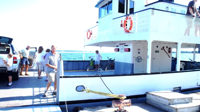 60.) Back in USA at Cape Vincent.  Taking the ferry to Wolf Island.