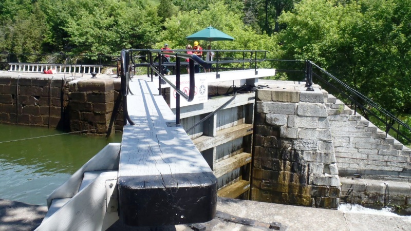 7.) Wooden gates of lock 49