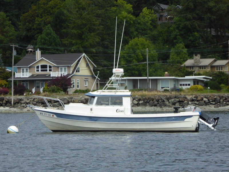 A 22' Classic moored off of Bainbridge Island