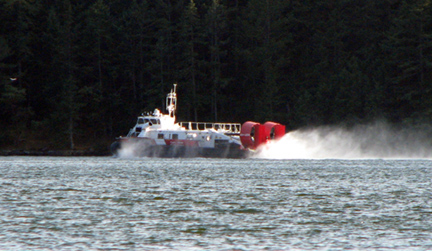 A hover craft came through the harbor