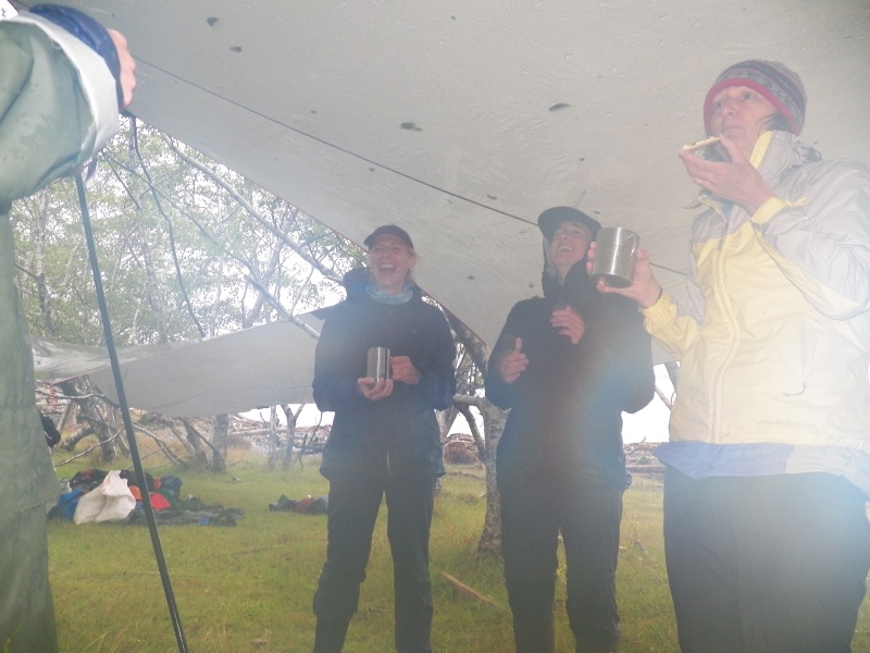 A rain tarp for cooking and camaraderie.