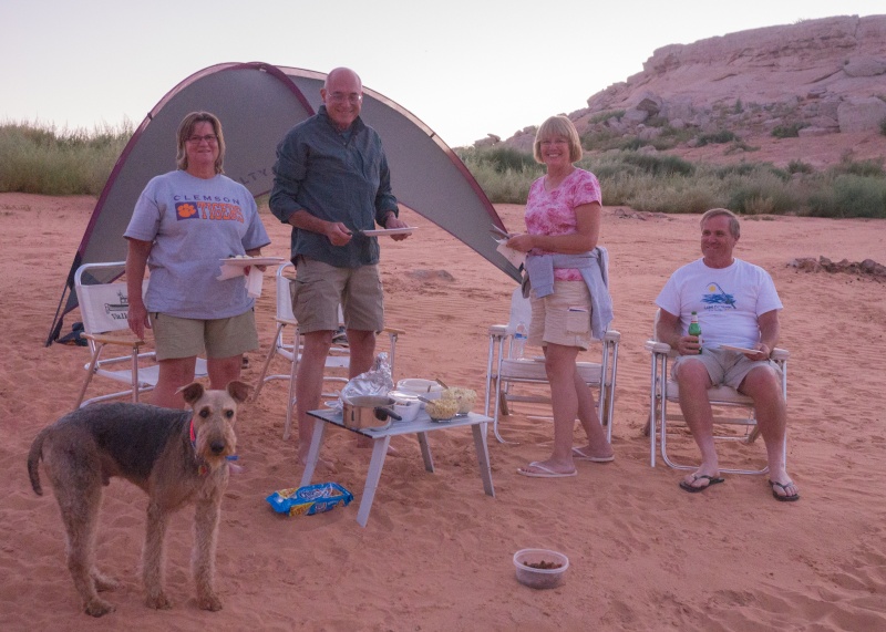 A shared dinner with good friends on the Oak Canyon beach