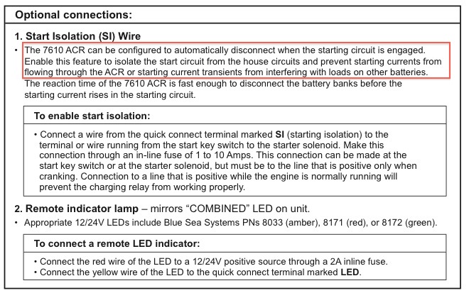 ACR start isolation