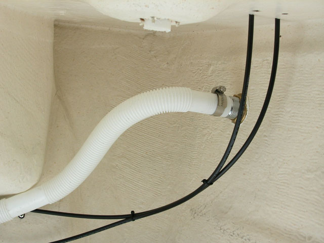 Aft bilge line and through hull fitting on port side