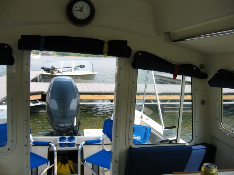 Aft window covers rolled up