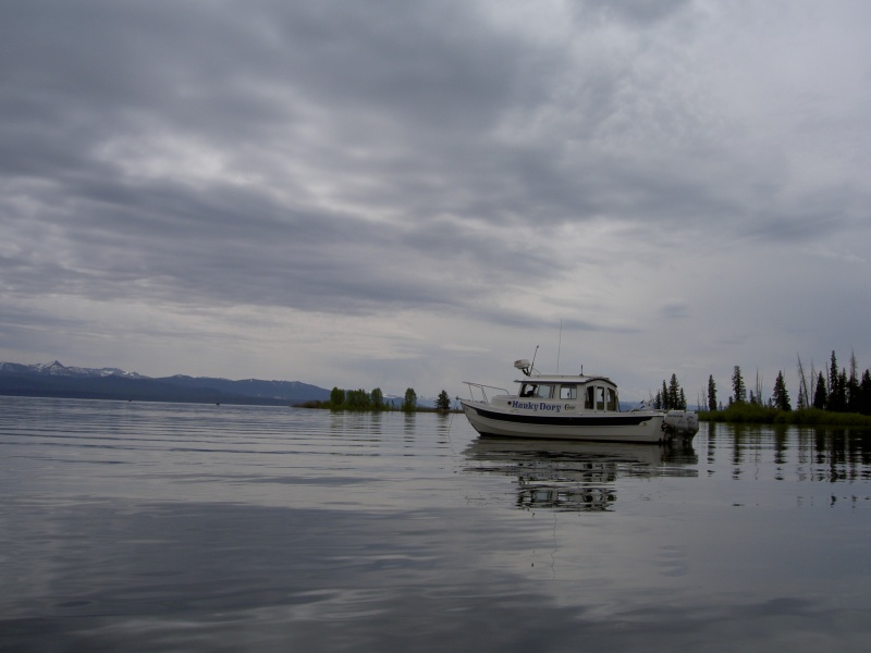 anchored Stevenson Island with thunderstorm brewing