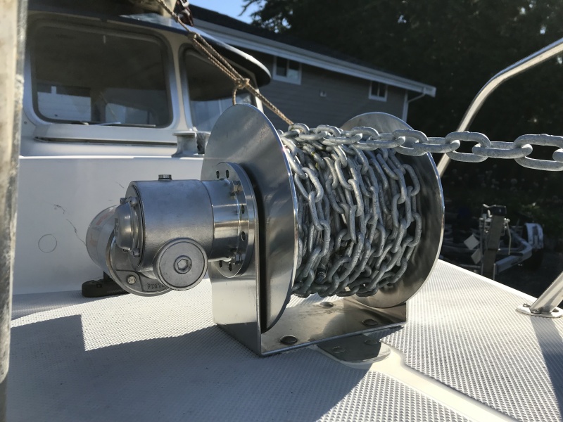 Another view. Loaded with 30ft 1/4 chain, 150ft 3/8 nylon, 150 ft 5/16? Dyneema.