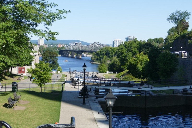 Another view of the Rideau canal "Flight of 8" stairstep locks at Ottawa, Ontario