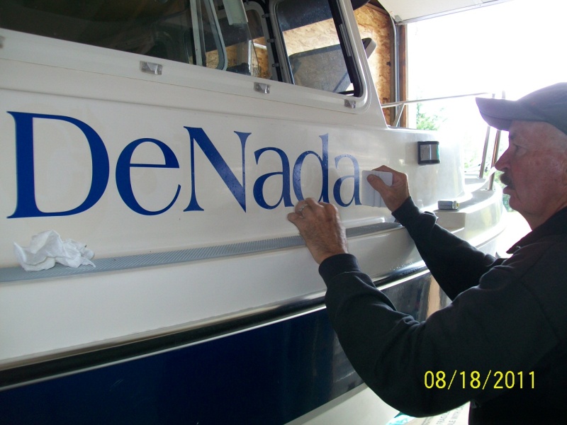Applying the vinyl letters.