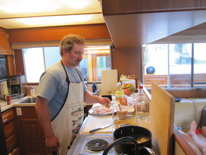Assistant cook Todd in the Mother ships kitchen