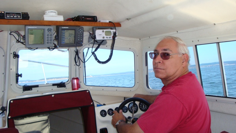 At the helm of our new toy