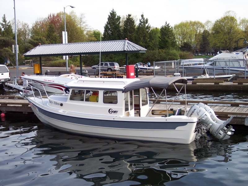 At the ramp in Renton after the first cruise with new bimini.