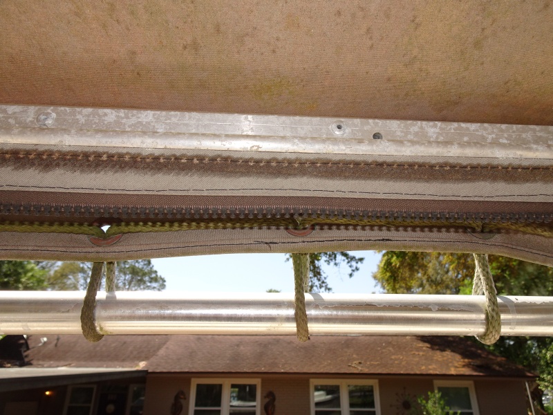Awning rail and zipper for full camper back.