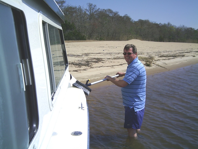 beached in  the Aplachicola river washing down the boat