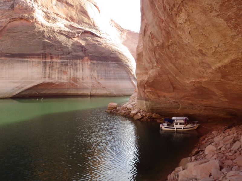 Beached under an arch.