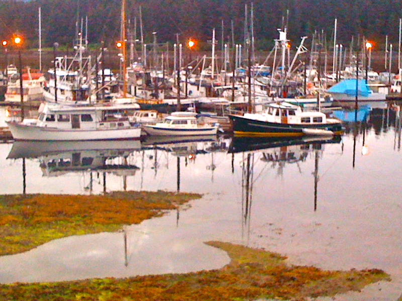 Betty Joe wedged in between two larger cruisers at Hoonah transient dock
