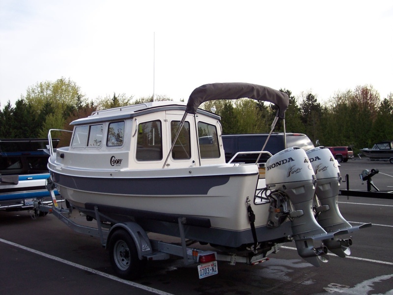 Bimini in the stowed position, also will lay against the cabin if need be.