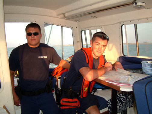 Boarded by the Coast Guard; got the "good as gold" paper from them (gets you out of another inspection for a year)