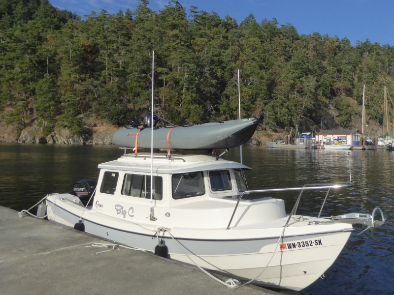 Boat #17 (2017-2019): 2017 KaBoat 12ft with Suzuki 2.5hp. Worked well on top of the cabin.