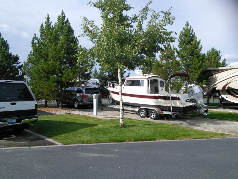 "Boaterhoming" in the small town of West Yellowstone, MT, while on the way to a gathering on Yellowstone Lake, WY.