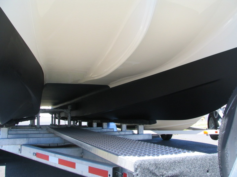 bottom paint/barrier layer applied to boat