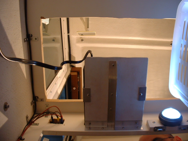 Bottom view of DVD player mount.