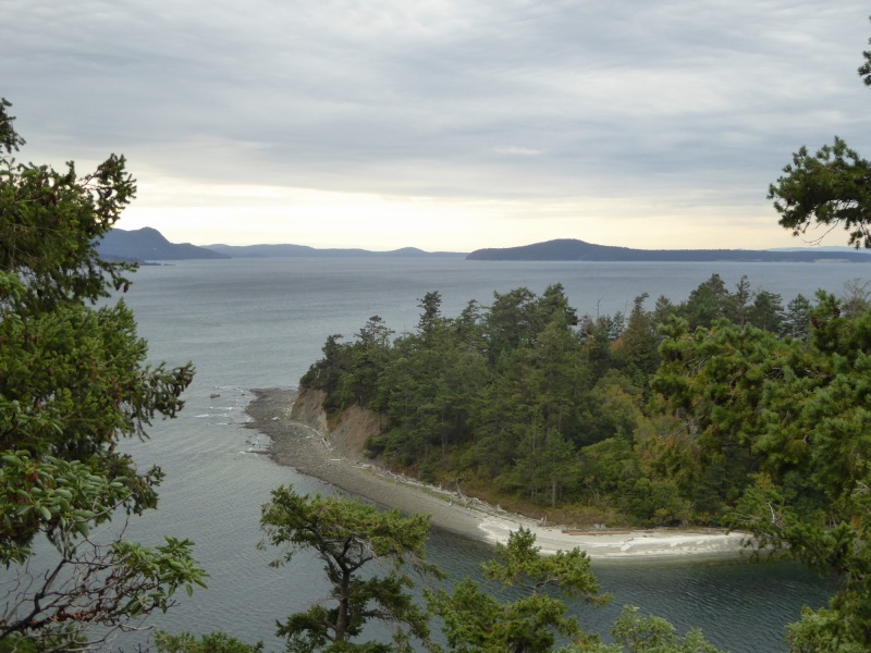 Brock and I hiked the Fox Cove Ridge Trail during the wind storm. Looking across to Little Sucia here.