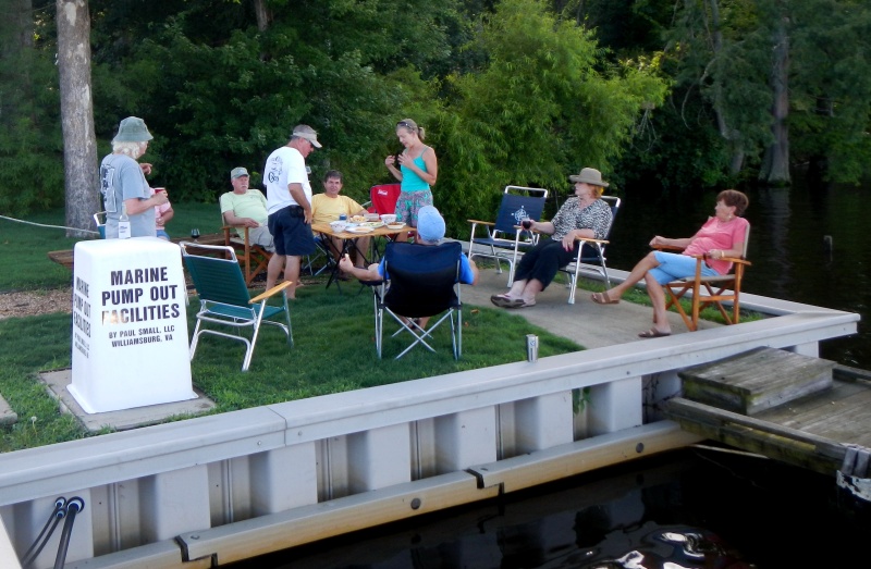 C-Brats having happy hour at the pumpout station at River's Rest