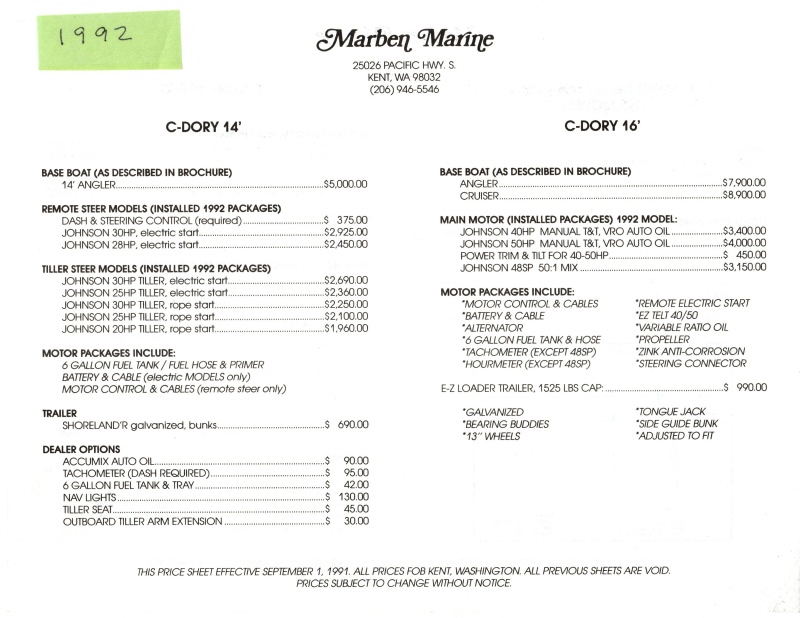 C-Dory Brochure 1992 
14' & 16' 
Pg 2