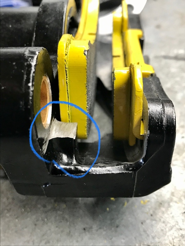 Caliper clearancing.  Very minimal amount.  1/16" probably.