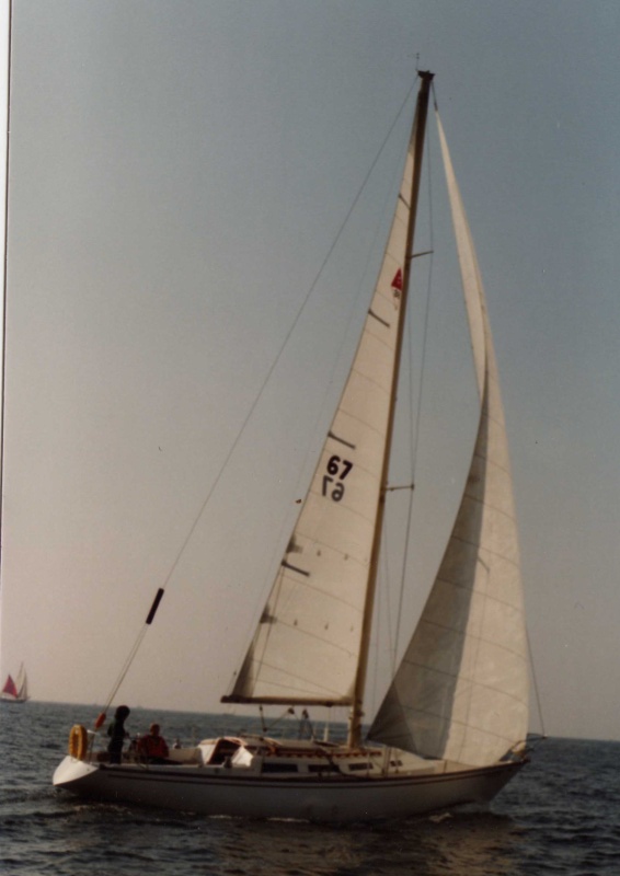 Catalina 38 under sail.  1980