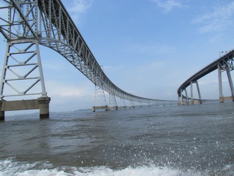 Chesapeake Bay Bridges lots of  current here. Kent Narrows off to the left of us