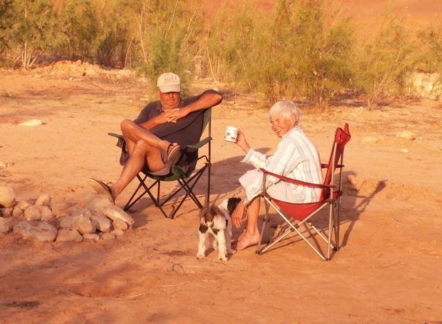 Chris, El and Baxter on Beach at Rock Creek Bay 9-19-08