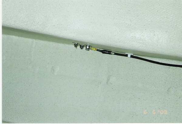 Coax from radio through deck to rail.