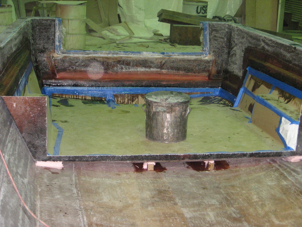 Cockpit liner after being laminated to the hull