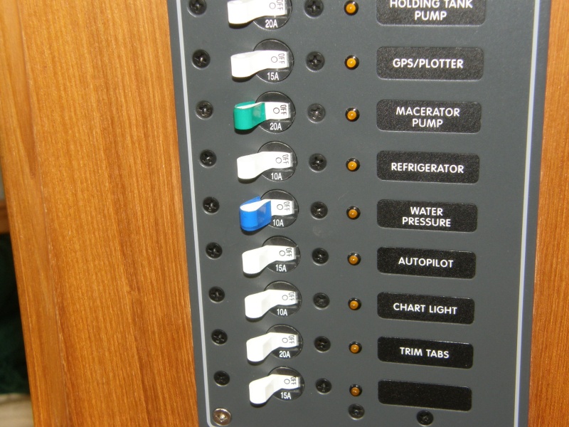 Color coded water pressure and macerator pump switch for easy use