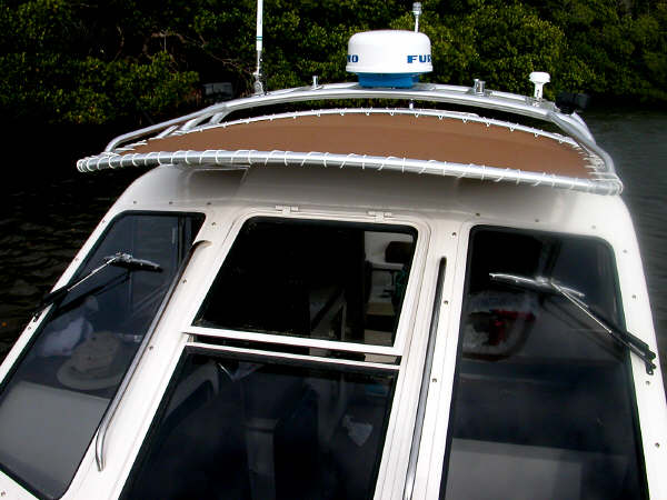 Custom radar arch with bill to provide a little shading over the front windows.