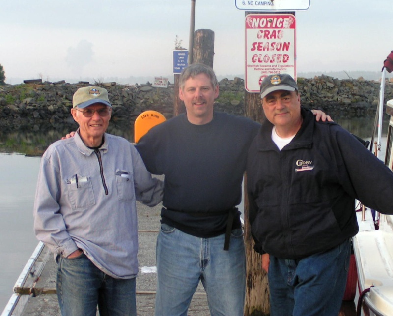 Dave and Alan Olson and Pat Anderson onf dock at Blaine 6-11-06