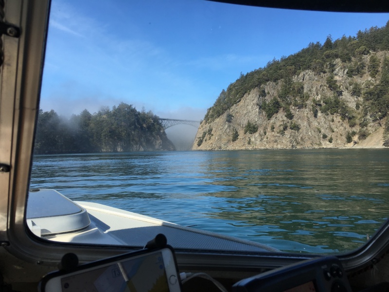 Deception Pass bridge in the fog