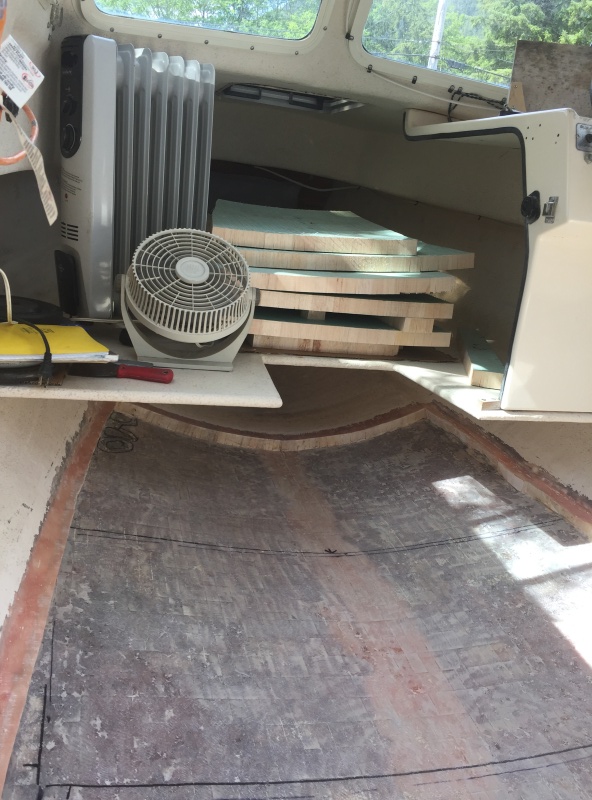 Demo complete, heater and fan in place, balsa core cut and ready to lay in.