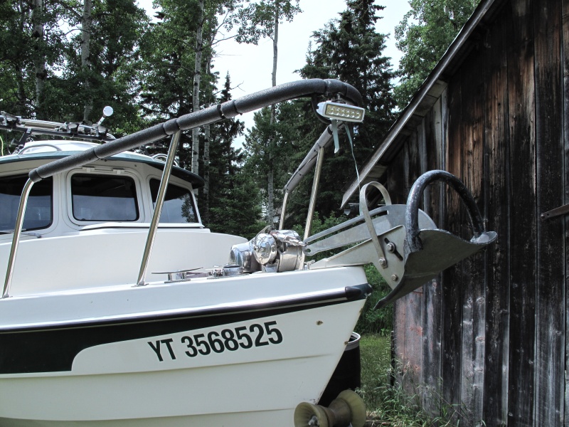 Detail of Bow with extra cleats for anchor snubber