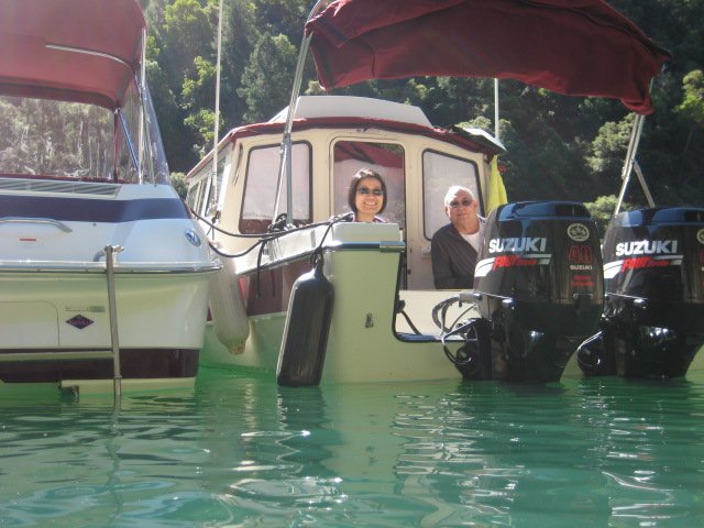 Don and Brenda in cockpit enjoying doing nothing