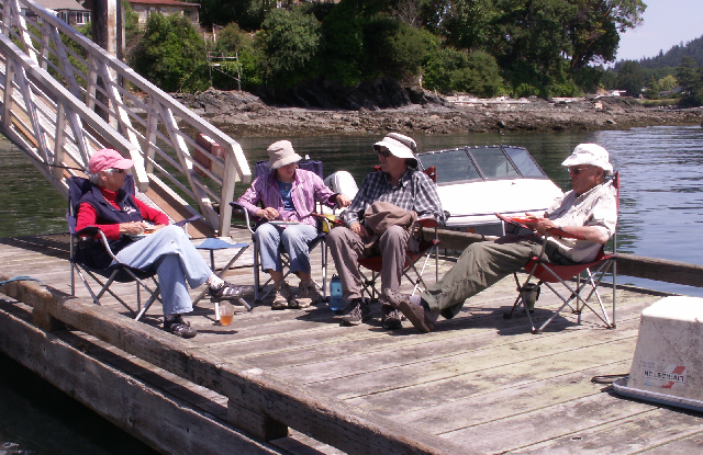 Fieros Lunch on Dock at Olga 6-27-09