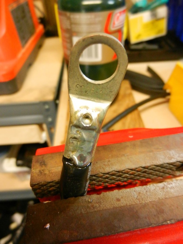 Fill void with solder and allow to wick into wire