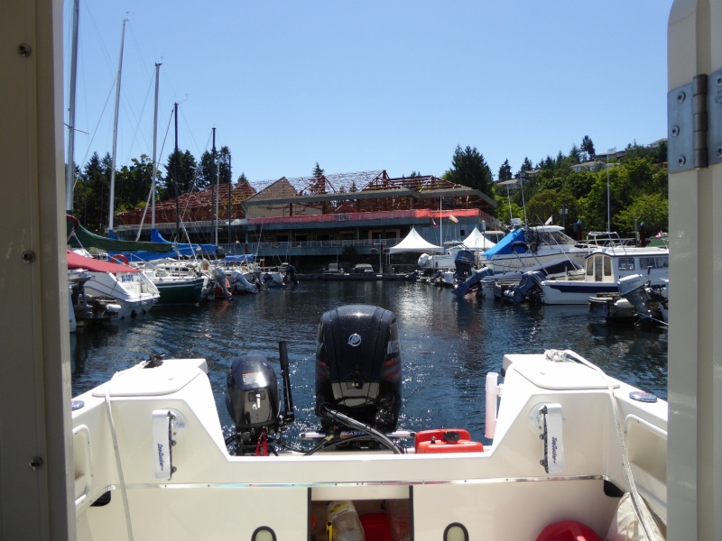 Finally escaping the tiny Schooner Cove marina.