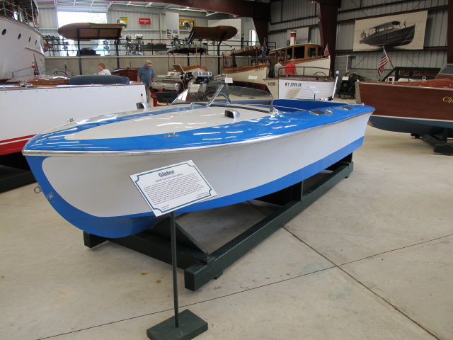 First synthetic production boat. Built by Gar Wood. Location; 
Antique Boat Museum, Clayton, NY