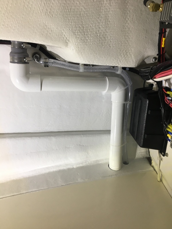 Flexible water tank vent line installed.